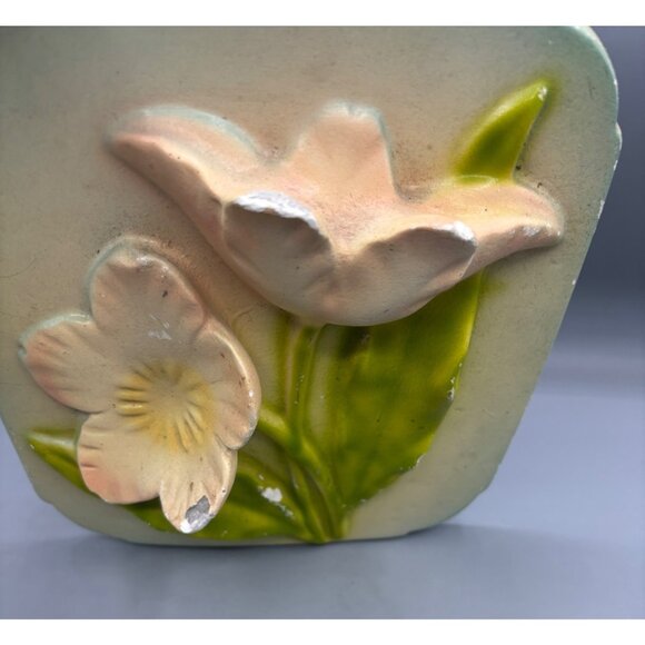 Vtg Ceramic Flower Wall Plaque Plaster Chalkware‎ Decor Cottagecore - Picture 2 of 7
